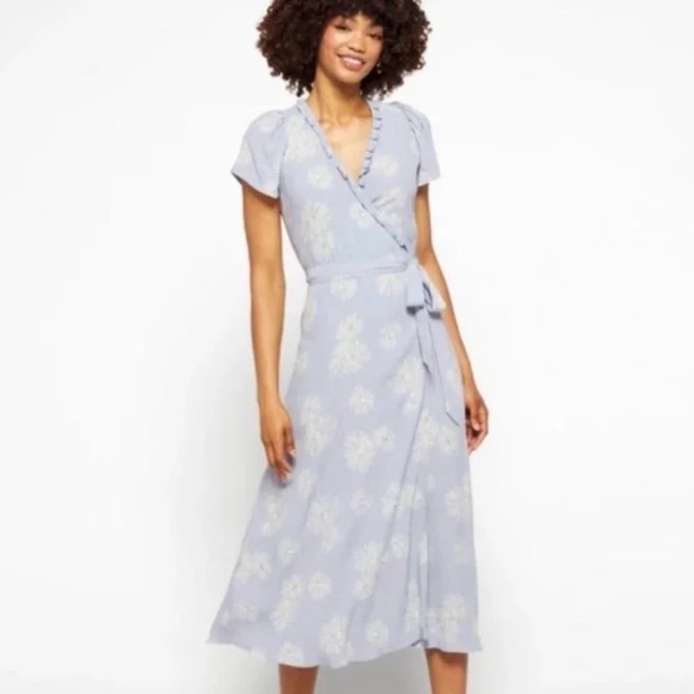 Madewell Floral Midi Wrap Dress, size XS